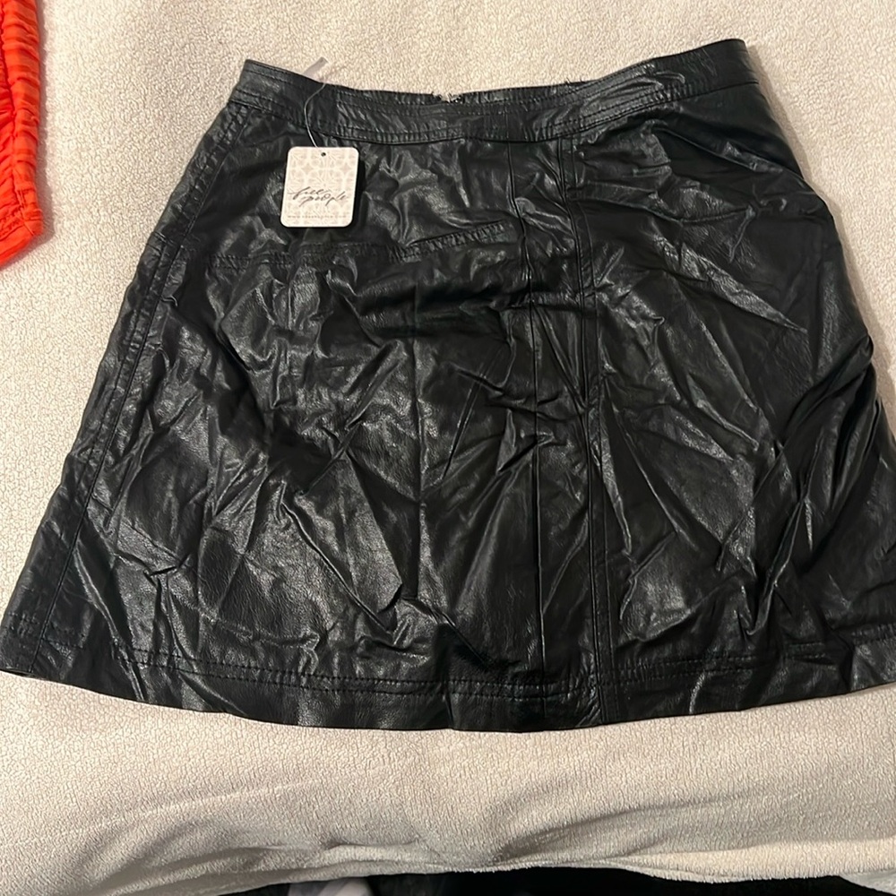 A-line faux leather distressed mini